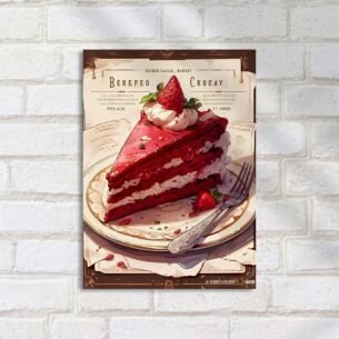 Quadro Decorativo Torta Morango Creme Batido