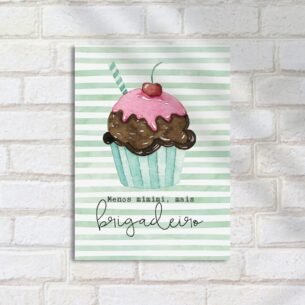 Quadro Decorativo Brigadeiro Cupcake Cereja Ilustracao