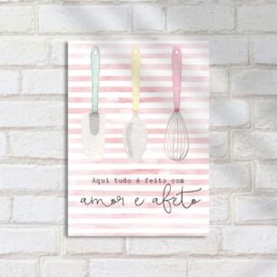 Quadro Decorativo Utensilios Cozinha Amor Afeto