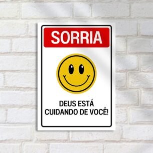 Quadro Decorativo Sorria Deus Cuidando Smiley