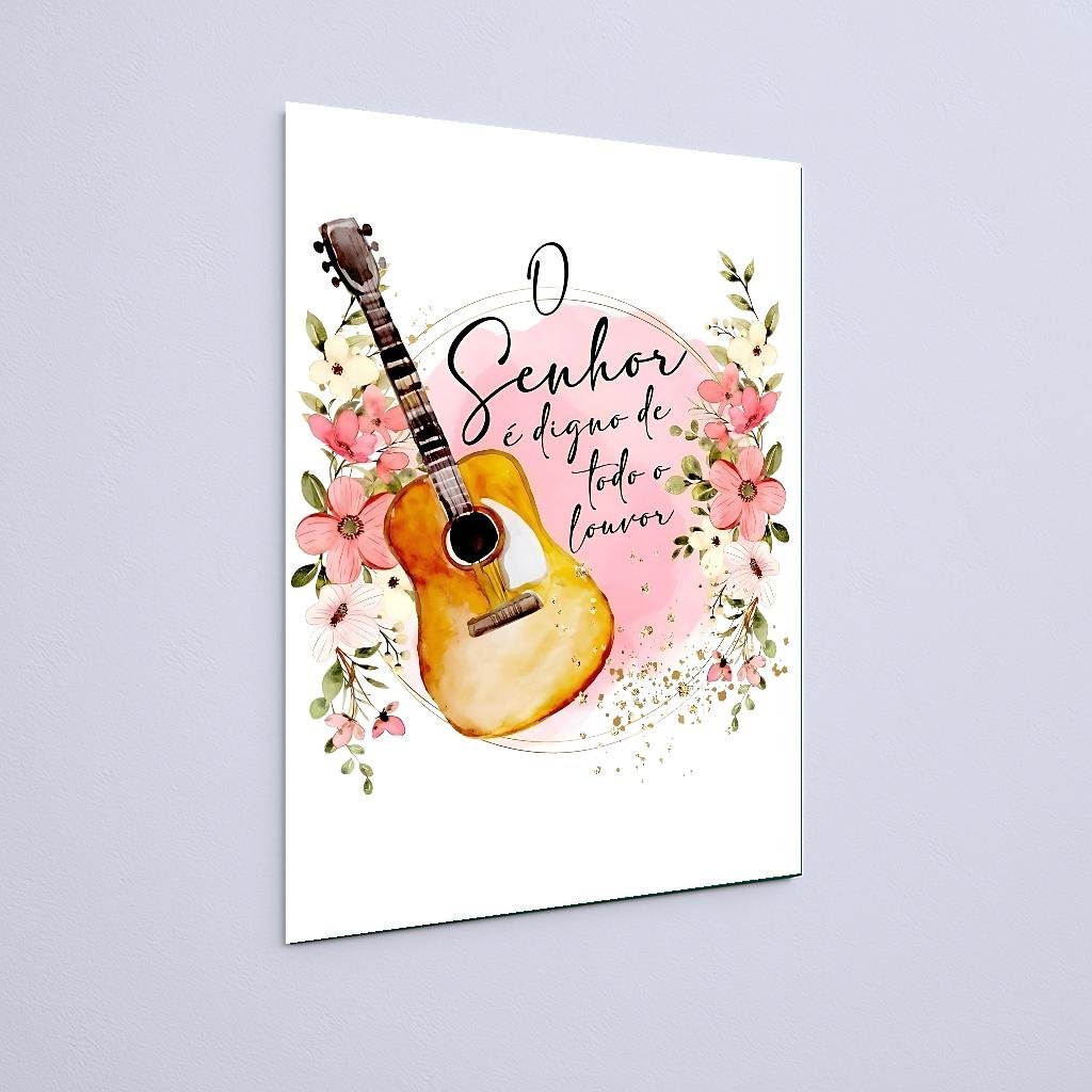 Quadro Decorativo Violao Flores Louvor - Imagem 2