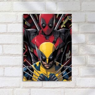 Quadro Decorativo Wolverine Deadpool Espadas Katanas