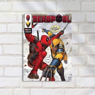Quadro Decorativo Deadpool Wolverine Lutando