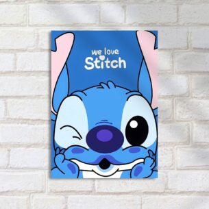 Quadro Decorativo Stitch Azul Sorrindo