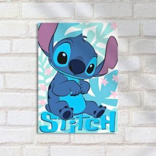 Quadro Decorativo Stitch Fofo Colorido Fundo