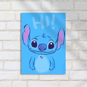 Quadro Decorativo Stitch Sorrindo Azul