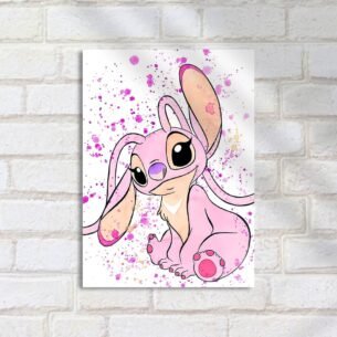 Quadro Decorativo Stitch Cor De Rosa