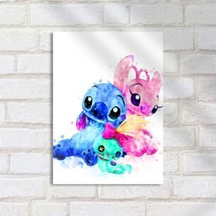 Quadro Decorativo Stitch Angel Aquarela