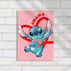 Quadro Decorativo Stitch Coracao Ohana