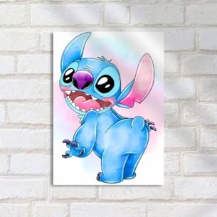 Quadro Decorativo Stitch Feliz Colorido