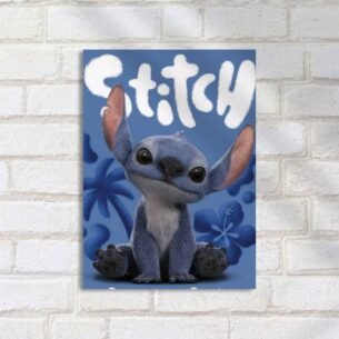 Quadro Decorativo Stitch Sorrindo Fofo Azul