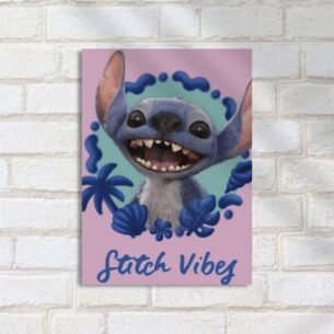 Quadro Decorativo Stitch Sorrindo Vibes