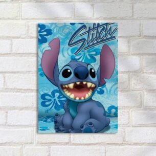 Quadro Decorativo Stitch Sorrindo Azul