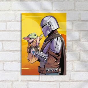 Quadro Decorativo Mandaloriano Baby Yoda Ocaso