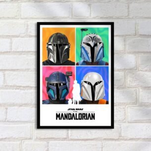 Quadro Decorativo Mandalorian Capacetes Coloridos