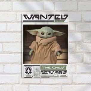 Quadro Decorativo Grogu Cartaz Wanted