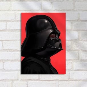 Quadro Decorativo Vader Perfil Fundo Vermelho