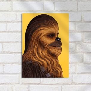Quadro Decorativo Chewbacca Perfil Ilustrado Amarelo
