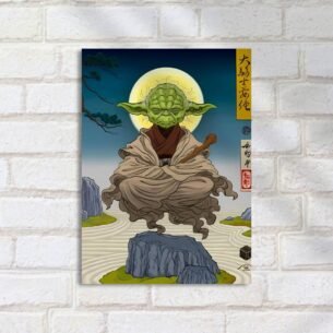 Quadro Decorativo Yoda Samurai Meditando Natureza