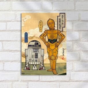 Quadro Decorativo R2d2 C3po Estilo Japones