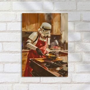 Quadro Decorativo Stormtrooper Cozinhando Avental