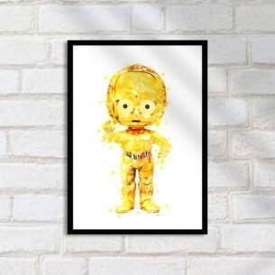 Quadro Decorativo C3po Dourado Arte Digital