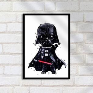 Quadro Decorativo Darth Vader Chibi Sabre Vermelho