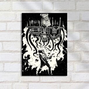 Quadro Decorativo Rockeiro Guitarra Casa Invertida Stranger Things