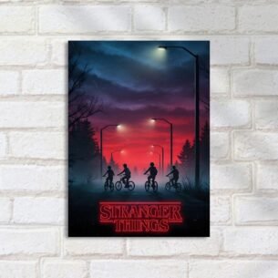 Quadro Decorativo Stranger Things Ciclistas Noite