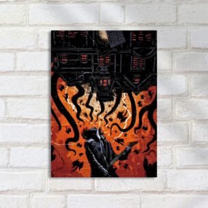 Quadro Decorativo Guitarrista Casa Invertida Chamas Stranger Things
