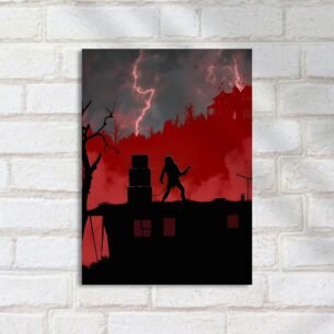 Quadro Decorativo Rock Guitarrista Relampagos Casa Stranger Things
