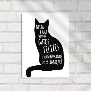Quadro Decorativo Gatos Felizes Humanos Estimacao