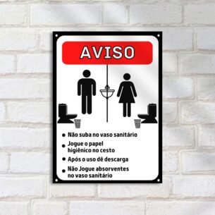 Quadro Decorativo Aviso Regras Banheiro Papel