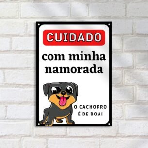 Quadro Decorativo Cuidado Cachorro Namorada Sinal