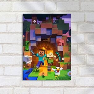 Quadro Decorativo Minecraft Steve Alex Aventura