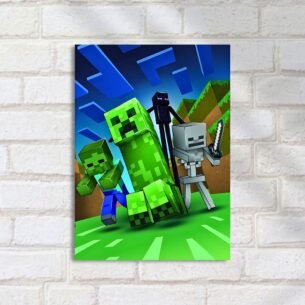 Quadro Decorativo Minecraft Creeper Zumbi Skeleton Enderman