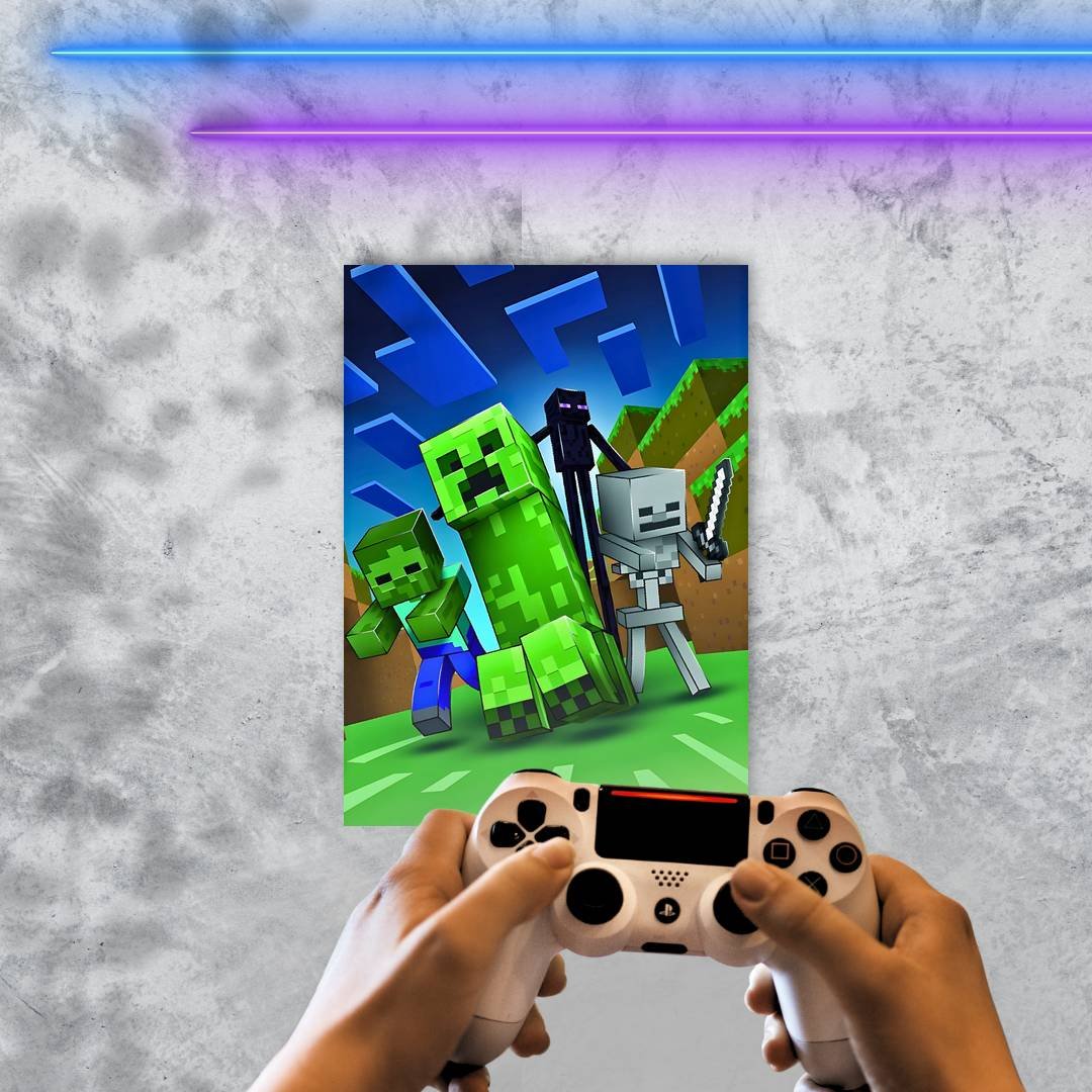Quadro Decorativo Minecraft Creeper Zumbi Skeleton Enderman - Imagem 2