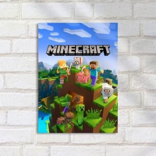 Quadro Decorativo Minecraft Steve Alex Animais