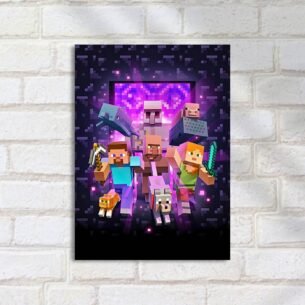 Quadro Decorativo Minecraft Personagens Portal Nether