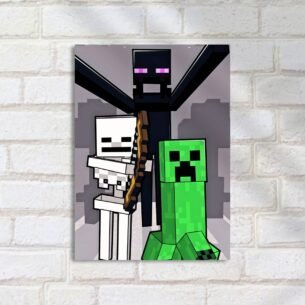 Quadro Decorativo Enderman Esqueleto Creeper Juntos