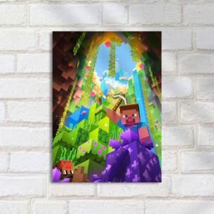Quadro Decorativo Minecraft Steve Alex Caverna