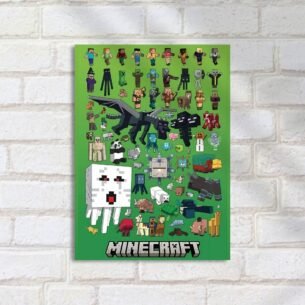 Quadro Decorativo Minecraft Personagens Mobs Verde