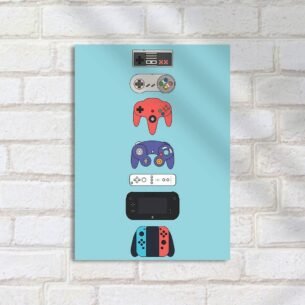 Quadro Decorativo Controles Nintendo Evolucao Icone