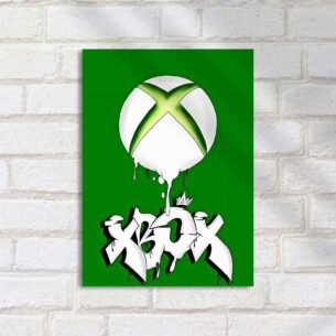 Quadro Decorativo Xbox Logo Grafite Verde