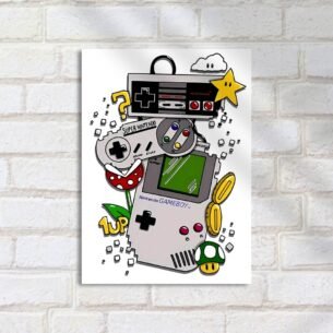 Quadro Decorativo Gameboy Super Nintendo Elementos