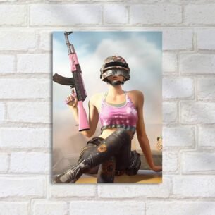 Quadro Decorativo Mulher Armada Terno Rosa