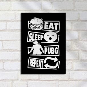 Quadro Decorativo Eat Sleep Pubg Repeat