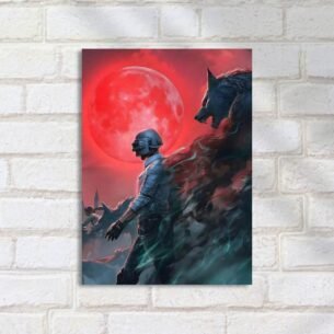 Quadro Decorativo Guerreiro Lua Sangrenta Lobisomem