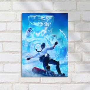 Quadro Decorativo Jogador Snowboard Gelo Neve