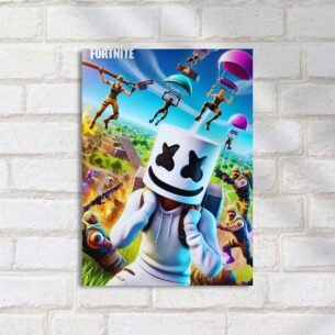Quadro Decorativo Fortnite Marshmello Parasquedas Combate